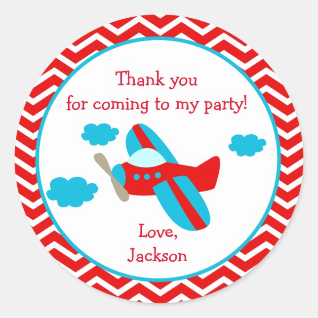 Stickers de fête d'anniversaire de l'avion (Devant)