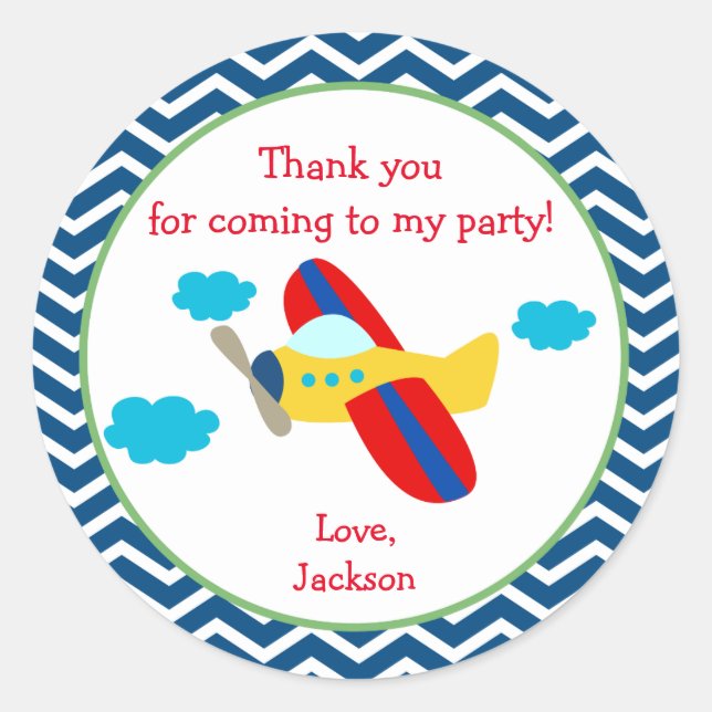 Stickers de fête d'anniversaire de l'avion (Devant)