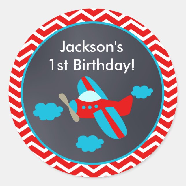 Stickers de fête d'anniversaire de l'avion (Devant)