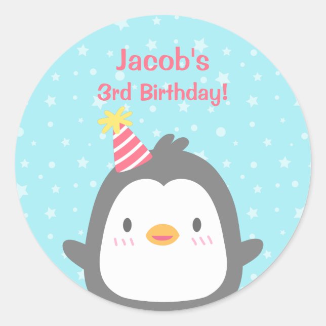Stickers de fête d'anniversaire de Little Penguin  (Devant)
