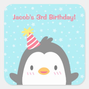 Stickers de fête d'anniversaire de mignonne Pengui
