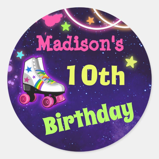 Stickers de fête d'anniversaire de patinage Tour o (Devant)