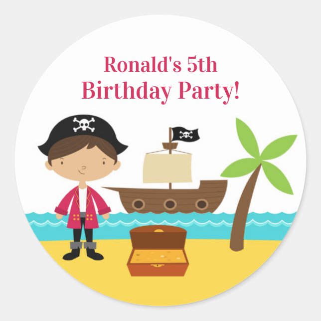 Stickers de fête d'anniversaire du capitaine pirat (Devant)