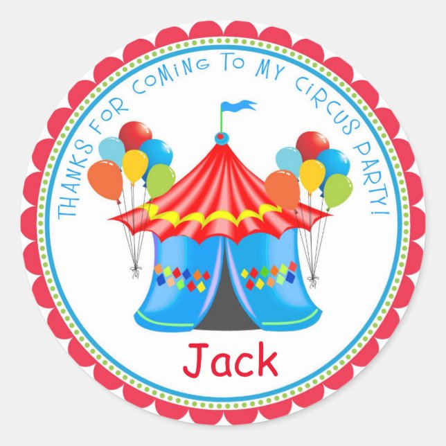 Stickers de fête d'anniversaire du Carnaval du cir (Devant)