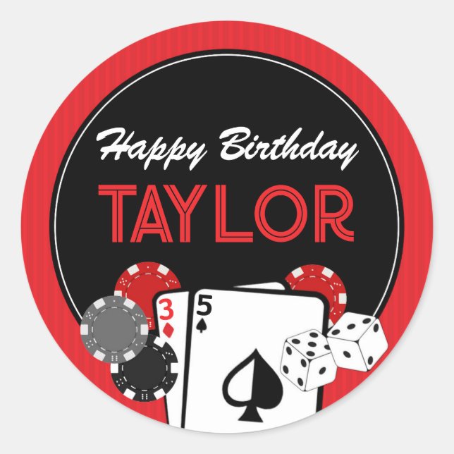Stickers de fête d'anniversaire du casino Poker (Devant)