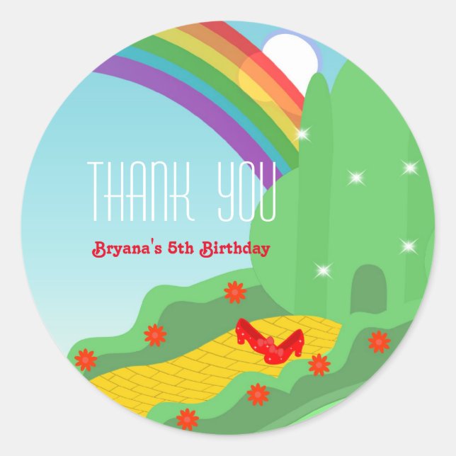 Stickers de fête d'anniversaire Emerald City OZ (Devant)