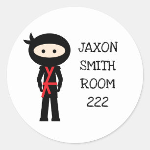 stickers de fournitures scolaires Red Ninja, nom d
