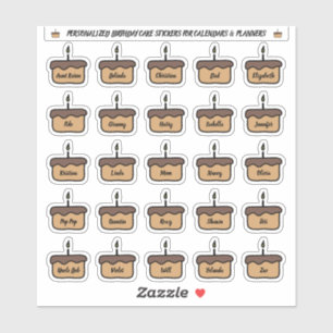 stickers de gâteau d'anniversaire pour calendriers
