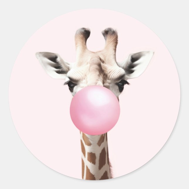 Stickers de gomme à bulles roses de la Giraffe mig (Devant)