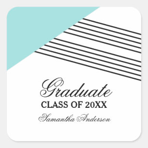 Stickers de graduation à bandes géométriques Aqua