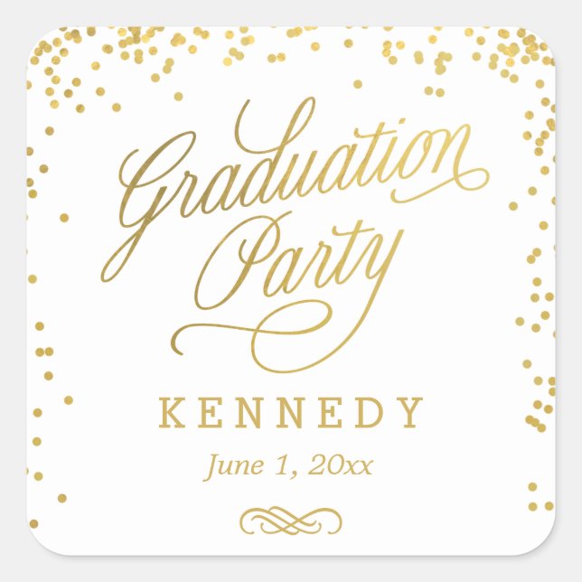 Stickers de graduation couleur modifiable Confetti (Devant)