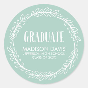 Stickers de graduation de la menthe et de la couro
