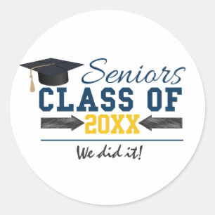 Stickers de graduation en typographie jaune bleu