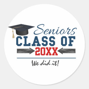 Stickers de graduation en typographie rouge bleu m