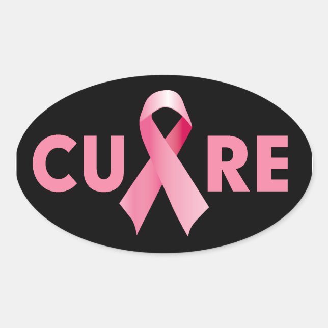 Stickers de guérison du cancer du sein ovale (Devant)