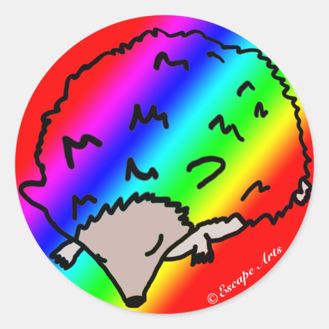 Stickers de hérisson arc-en-ciel mignon (Devant)