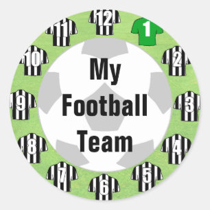 Stickers de l'équipe de football avec chemises no