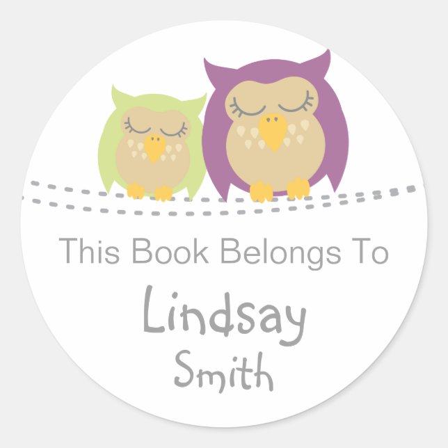 Stickers de livres de hibou personnalisées (Devant)