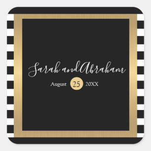 Stickers de mariage à bandes noires et blanches