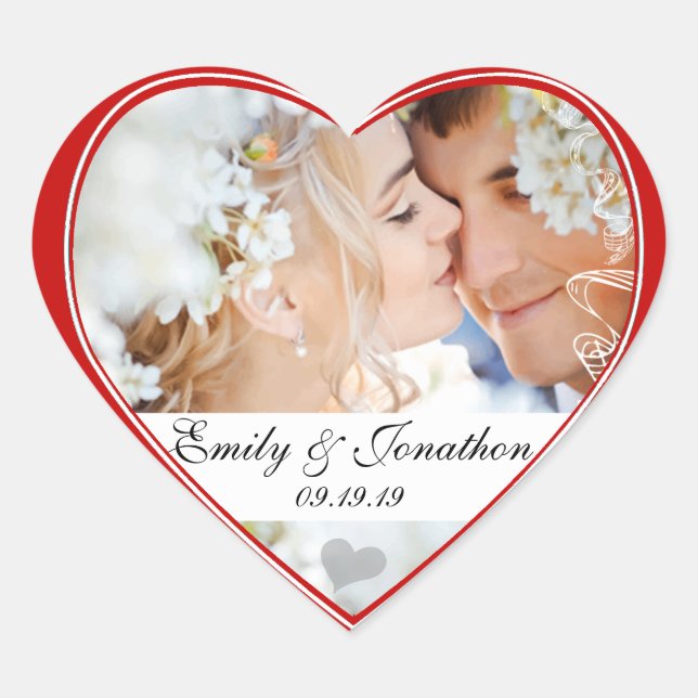 Stickers de mariage au coeur rouge (Devant)