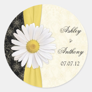 Stickers de mariage Black Ivory Daisy personnalisé