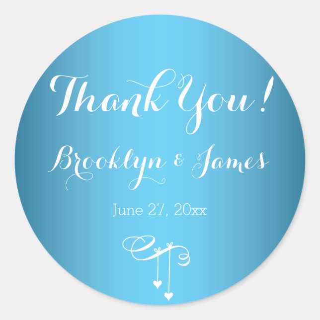Stickers de mariage bleu circulaire personnalisée  (Devant)