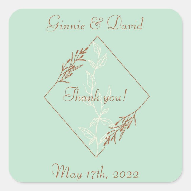 Stickers de mariage bleu clair élégant (Devant)