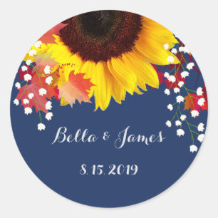Stickers de mariage bleu de tournesol de la Marine