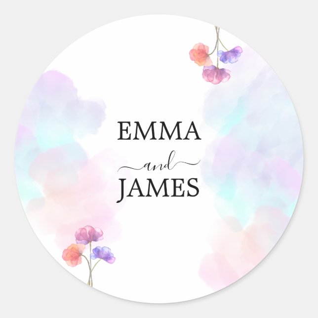 Stickers de mariage bleu et bleu aquarelle (Devant)