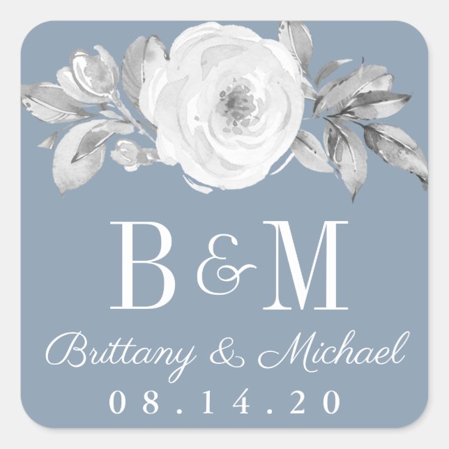 Stickers de mariage bleu gris bleu foncé (Devant)