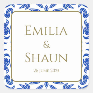 Stickers de mariage bleu italien traditionnel