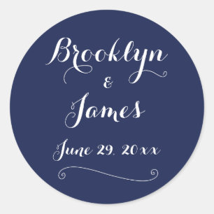 Stickers de mariage bleu marine élégant