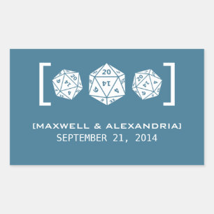 Stickers de mariage Blue D20 Dice Gamer