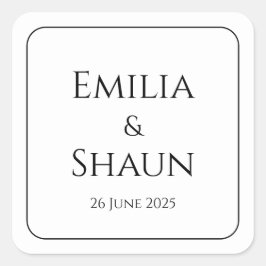 Stickers de mariage Carré blanc et noir classique