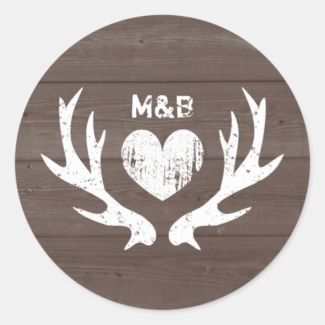 stickers de mariage chic cerf de bois (Devant)