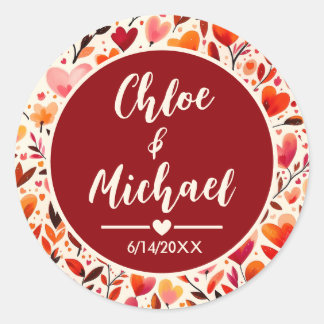 Stickers de mariage circulaire ronde en fleurs de