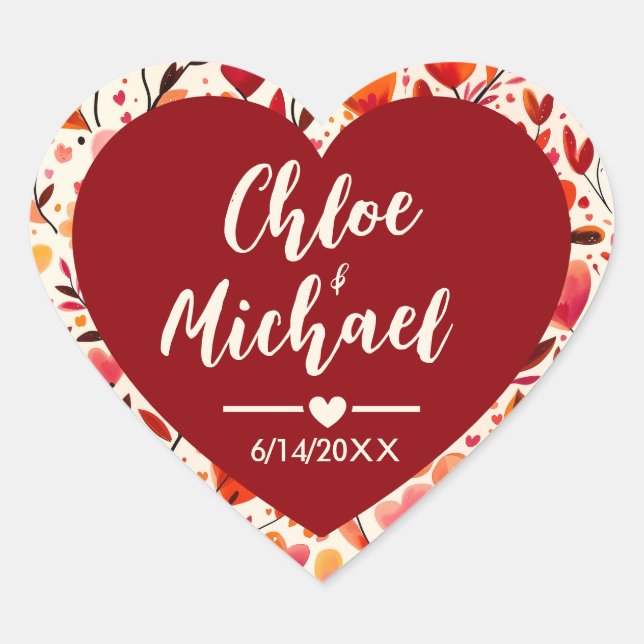 Stickers de mariage circulaire ronde en fleurs de  (Devant)