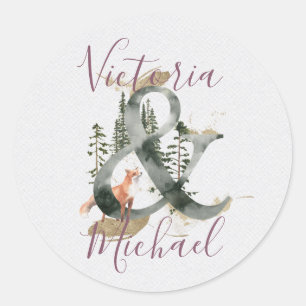 Stickers de mariage de bois aquarelle