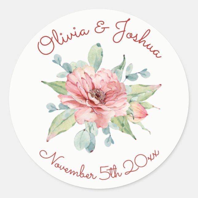 Stickers de mariage de conception de fleurs d'aqua (Devant)