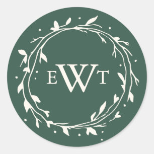 Stickers de mariage de couronne monogramme Forêt