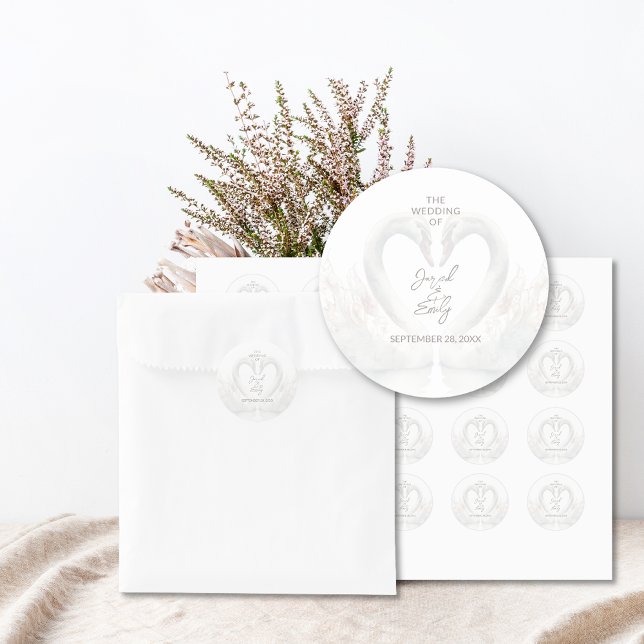 Stickers de mariage de cygne personnalisés (Personalized Swan Wedding Stickers)