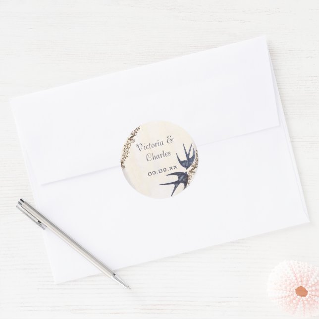 Stickers de mariage de la marine Inséparable vinta (Enveloppe)