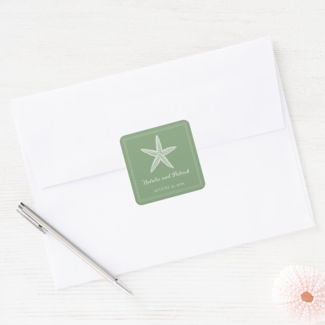 Stickers de mariage de l'étoile verte de mousse (Enveloppe)