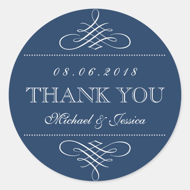 Stickers de mariage de l'ornement bleu marine (Devant)