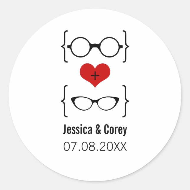 Stickers de mariage de lunettes Geeky (Devant)