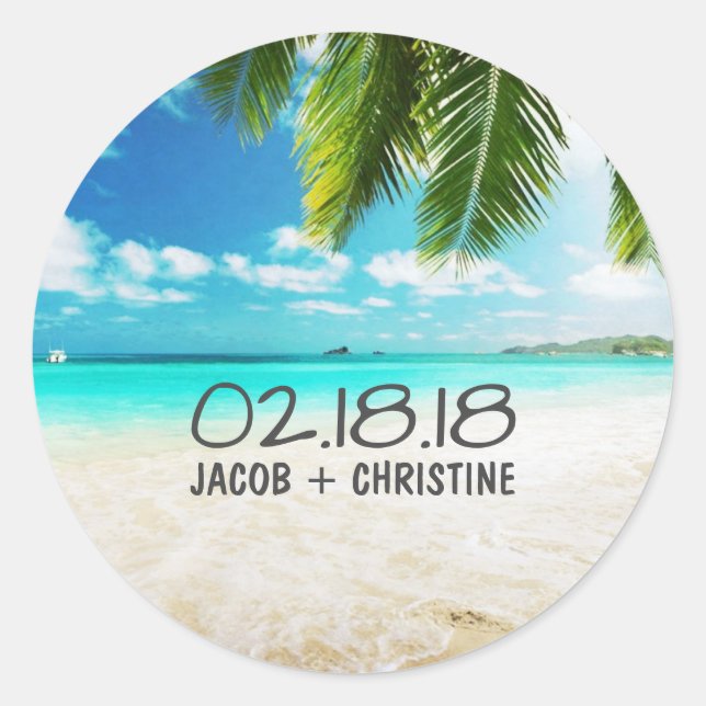 Stickers de mariage de plage de l'île tropicale (Devant)
