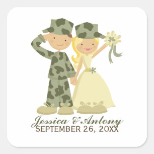 Stickers de mariage de soldat et d'épouse