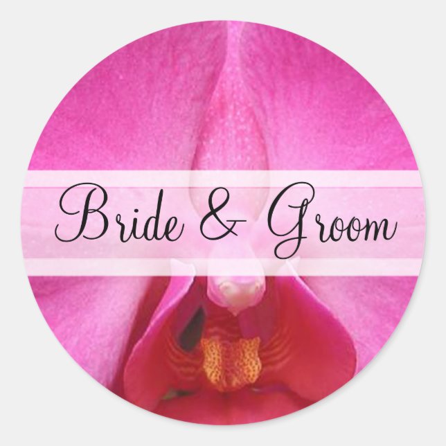 Stickers de mariage d'orchidée rose élégant (Devant)