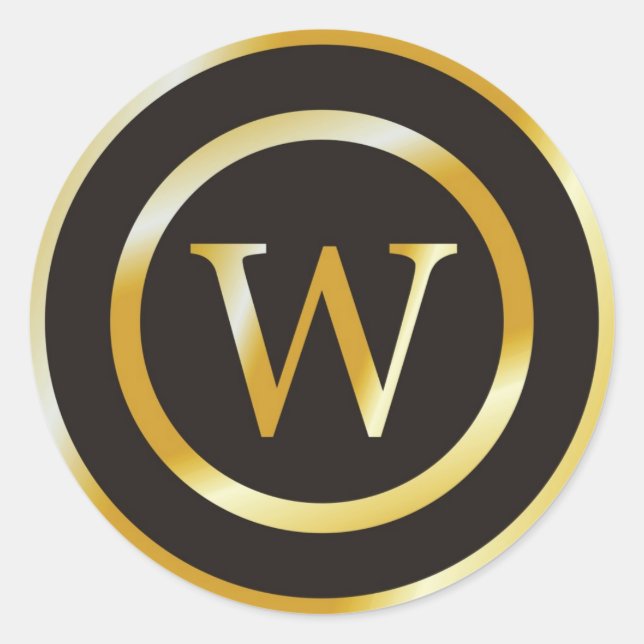 Stickers de mariage du Monogramme d'or W initial (Devant)