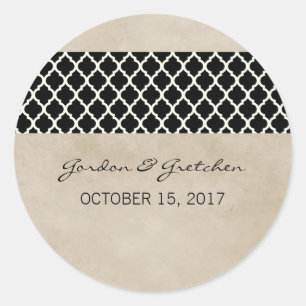 Stickers de mariage ébène rustique Quatrefoil